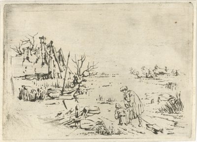 Çiftlikler ile kış manzarası by François Joseph Pfeiffer (II)