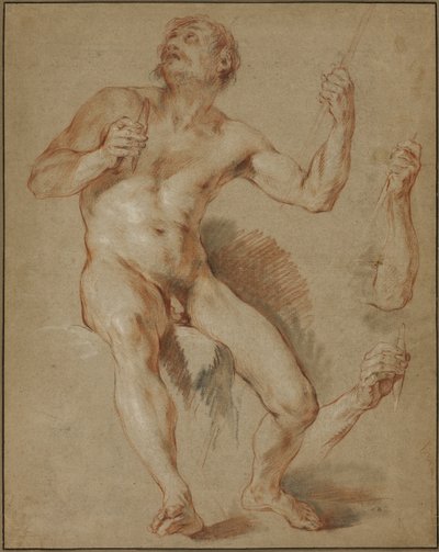 Oturan Herkül, Herkül ve Omphale için çalışma by François Le Moyne