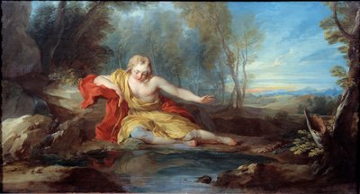 Narcisse yansımasını düşünüyor (Narciso) Francois le Moyne (1688-1737) tarafından tablo 18. yüzyıl by François Lemoyne