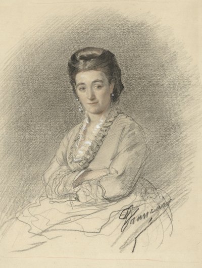 Oturan bayan, kollarını kavuşturmuş by François Louis Français (signed by artist)