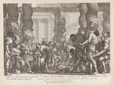 Samson, Dagan tapınağındaki bir sütuna götürülür by François Tortebat