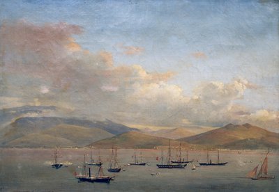 Gaeta körfezinde Napoliten, Fransız ve İspanyol filoları by François Vervloet