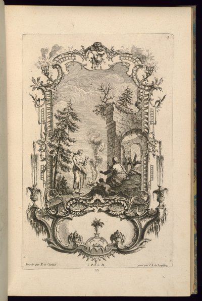 Büyük ve Küçük Bölmeli Kartuş Tasarımı by François de Cuvilliés the Elder