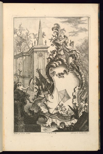 Balık Ağlı İki Puttili Çeşme Tasarımı by François de Cuvilliés the Elder