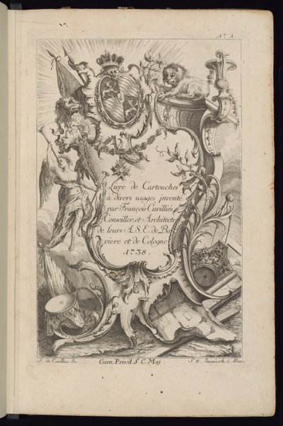 Başlık Sayfası, Farklı Kullanımlar İçin Kartuşlar Kitabı by François de Cuvilliés the Elder