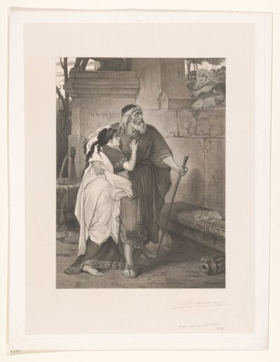 Antigone liderliğindeki Kör Oidipus by François de Meersman (signed by artist)