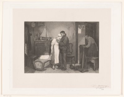 Boş bir beşik tarafından yaslı bir çift ile Visser Interior by François de Meersman (signed by artist)