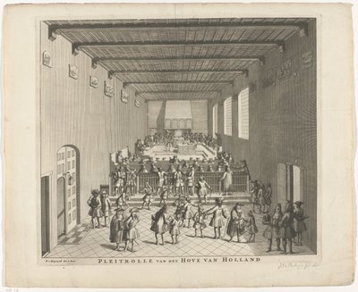Hollanda Mahkemesi oturumda, yaklaşık 1700 Pleitrolle van den Hove of Holland (nesne üzerindeki başlık) by François van Bleyswijck