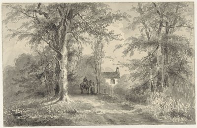 binici ve kadın ile ağaçlar arasında Avenue by Frans Breuhaus de Groot