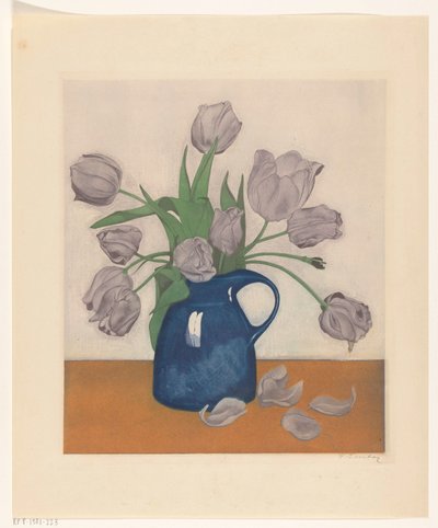 Bir sürahi içinde laleler by Frans Everbag (signed by artist)