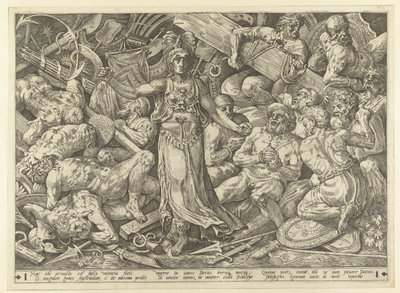 Victoria mahkumlar ve kupalarla çevrili by Frans Floris (I)