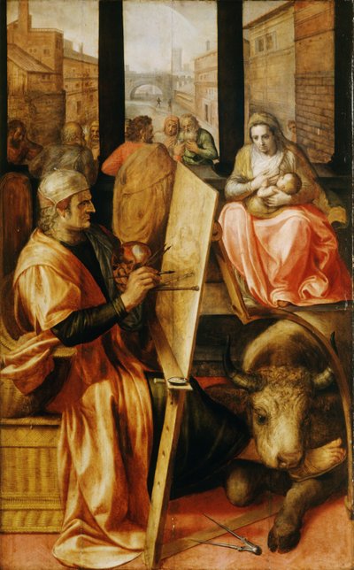 Aziz Luka Meryem'i resmediyor (panel üzerine yağlıboya) by Frans Floris