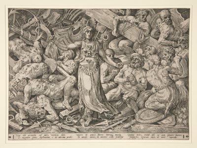 Mahkumlar ve Kupalarla çevrili Victoria by Frans Floris the Elder