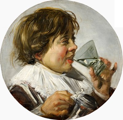 Bir şarap kadehi ile gülen bir çocuğun yarım boy portresi by Frans Hals