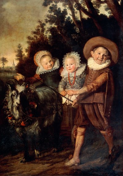 Keçi arabalı üç çocuk, c.1620 (tuval üzerine yağlı boya) by Frans Hals