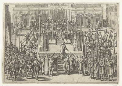 Egmond ve Horne'un kafasının kesilmesinden sonraki iskele, 1568 by Frans Hogenberg (attributed to)