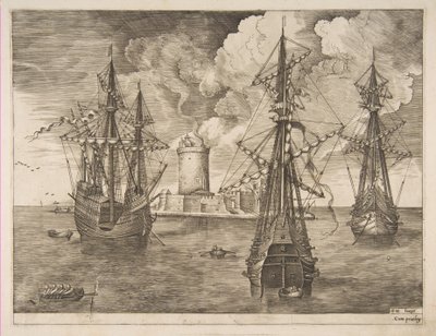 Dört Usta Sol ve İki Üç Usta Fenerli Müstahkem Ada Yakınına Demirledi..., 1561-65. by Frans Huys