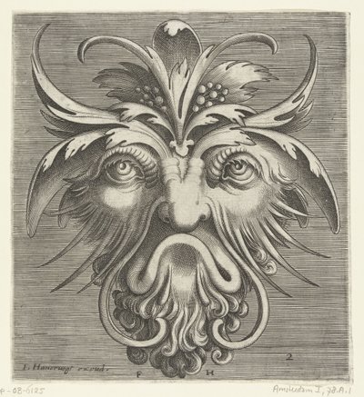 Bukleler ile sakallı maske Pourtraicture ingenieuse de plusieurs facons de masques… (dizi başlığı) by Frans Huys