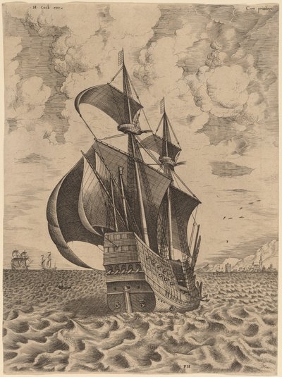 Bir Limana Doğru Silahlı Dört Usta Yelken by Frans Huys after Pieter Bruegel the Elder