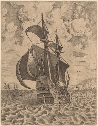 Bir Limana Doğru Silahlı Dört Usta Yelken by Frans Huys after Pieter Bruegel the Elder