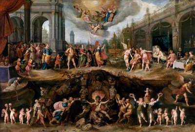 Erdemler ve Kötülükler arasında seçim yapmak zorunda kalan adam by Frans II Francken