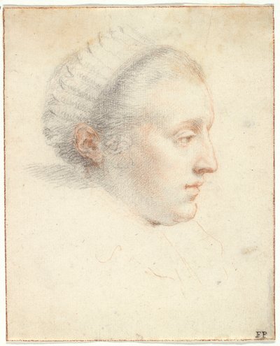 Bir Hanımefendinin Profil Portresi (kağıt üzerinde guajlı siyah ve kırmızı tebeşirler) by Frans II Pourbus
