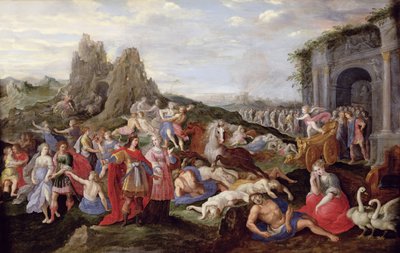 Aşkın Köleleri ve Öfkeleri (panelde yağlı boya) by Frans II the Younger (after) Francken