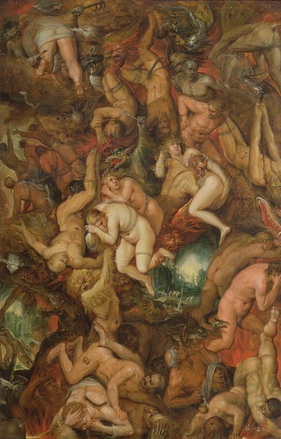 Lanetlilerin Düşüşü (panelde yağ) by Frans II the Younger Francken