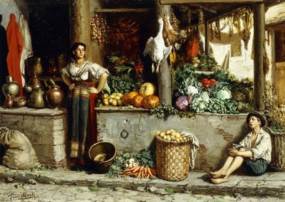 Bir Sebze Pazarı; Bir Sebze Pazarı, 1874 by Frans Meerts