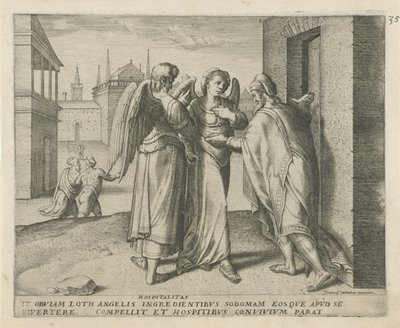 Lût ve iki melek Konukseverlik (nesne üzerindeki başlık) Kader Tarihi (dizi adı) by Frans Menton