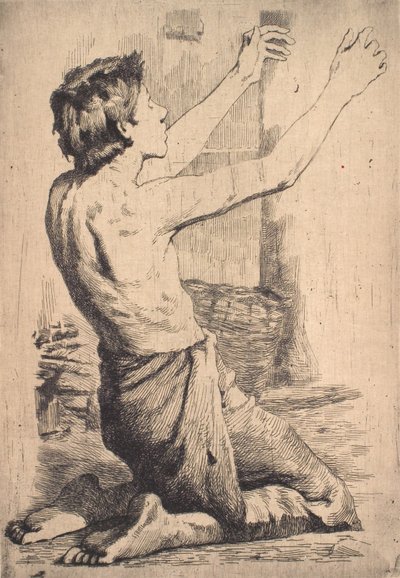 Diz çökmüş, bağıran bir çocuk by Frans Schwartz