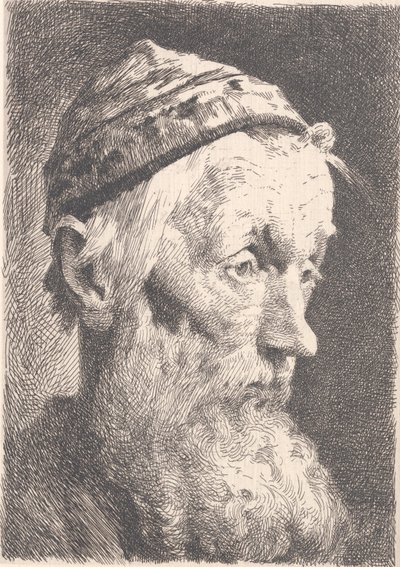 Beyaz yün şapkalı yaşlı adam by Frans Schwartz