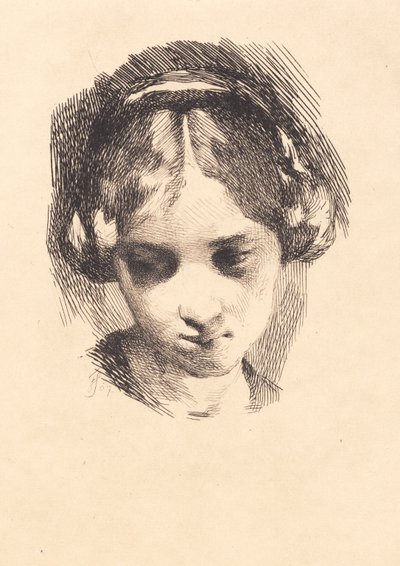 Önden görülen genç bir kızın başı by Frans Schwartz