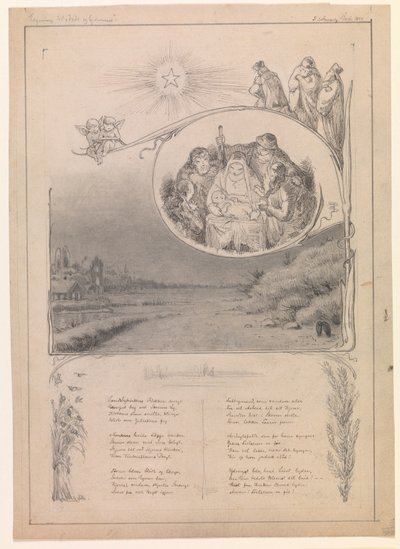 "Dışarıda ve evde" için Noel çizimi by Frans Schwartz