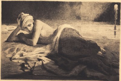 Odalı bir çeşmenin yanında yatıyor by Frans Schwartz