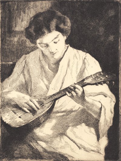 Mandolin oynayan bayan by Frans Schwartz