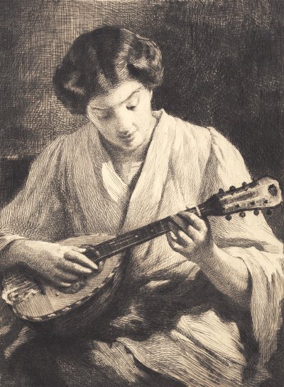 Mandolin oynayan bayan by Frans Schwartz