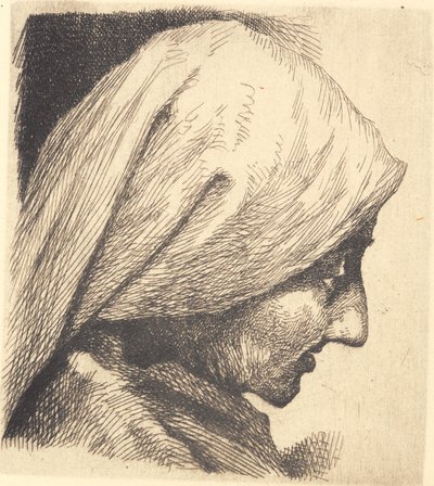 Örnek plaka: Eşarplı yaşlı eş, profil by Frans Schwartz