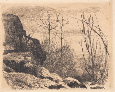 Örnek plaka: Kayalar ve ağaçlarla dolu manzara by Frans Schwartz
