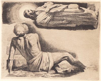 Örnek plaka: Üstte yatan adam ve İsa figürü by Frans Schwartz