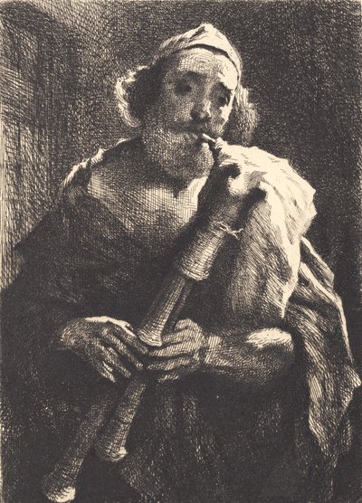 Gayda oynayan yaşlı çoban by Frans Schwartz