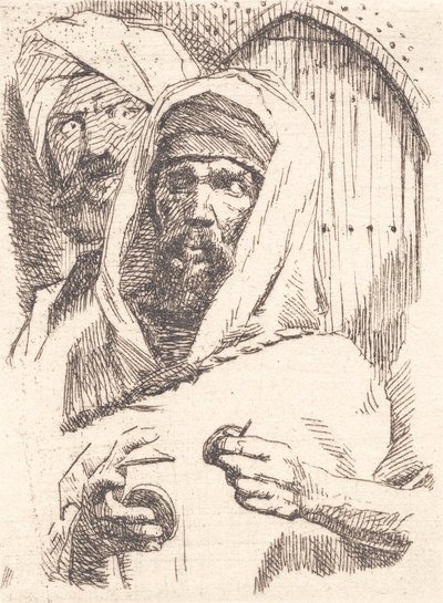Bir kapının önünde iki Doğulu by Frans Schwartz