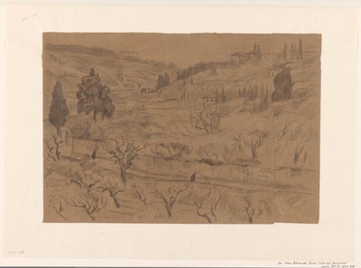 Evler ve ağaçlar ile İtalyan tepelik manzara by Frans Alexander Evert Lodewijk Smissaert
