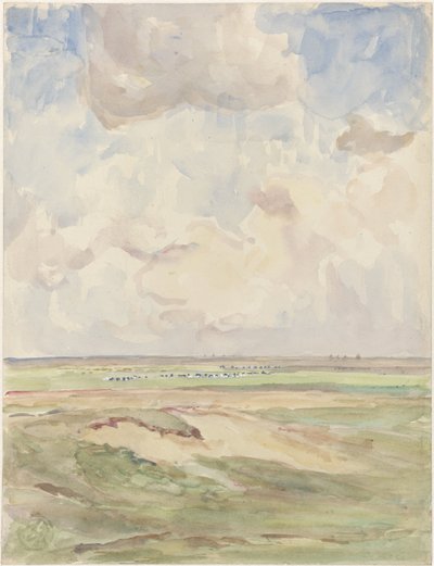 Otlu bir alanda sürüler ile manzara by Frans Alexander Evert Lodewijk Smissaert