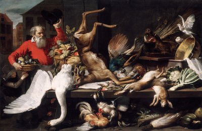 Bir Pazarda Ölü Oyun, Meyve ve Sebzelerle Natürmort by Frans Snyders