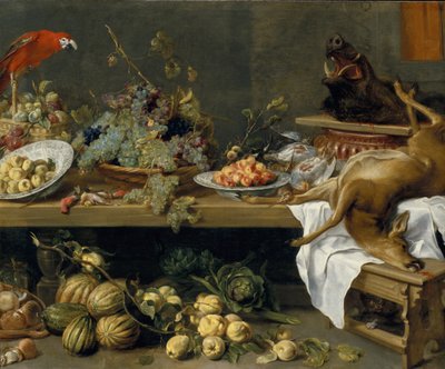 Meyve, sebze ve ölü oyun ile natürmort, 1635 by Frans Snyders or Snijders