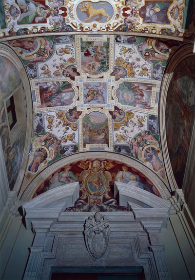 Bir salonun freskli tonozlu tavanı, Lateran Sarayı, İtalya, Lazio Bölgesi, Roma (fotoğraf) by Painter Darius