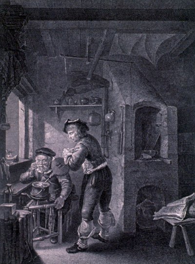 17. Yüzyıl Laboratuvarı by Frans van (after) Mieris