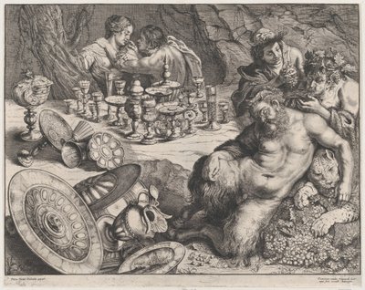 Bacchus ve sarhoş Silenus, 1640-60. by Frans van den Wyngaerde