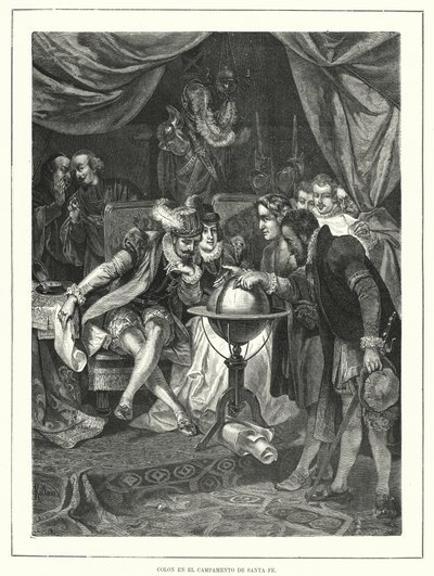 Christopher Columbus, Santa Fe, İspanya kampında by Franz (after) Kollarz